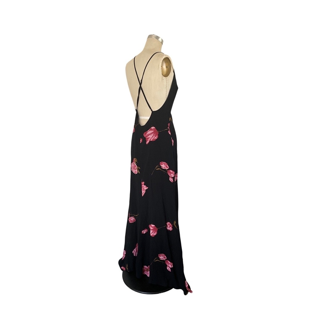 Reformation Black Floral Maxi Dress Open Back Slit Formal Evening Size S NWT - Picture 11 of 15